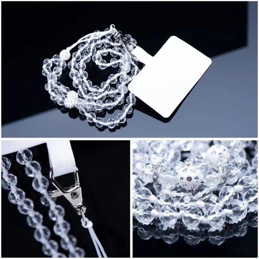 CRYSTAL DIAMOND medál a telefonhoz / zsinór hossza 74 cm (hurokban 37 cm) / nyakba akasztható - fehér, - 7