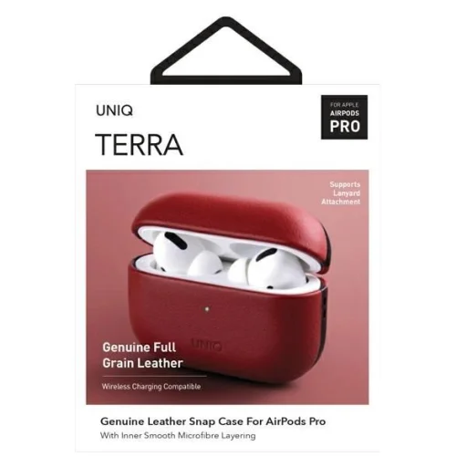 Uniq Terra Valódi Bőr tok AirPods Pro-hoz - piros - 7