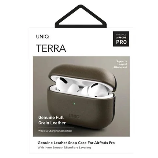 Uniq Terra valódi bőr tok AirPods Pro számára - olíva - 7