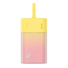 Baseus Popsicle 5200mAh 20W Powerbank beépített Lightning kábellel (+ Fehér Baseus Simple USB-C - USB-C 60W/20V/3A/30cm kábel) - Sárga-Rózsaszín