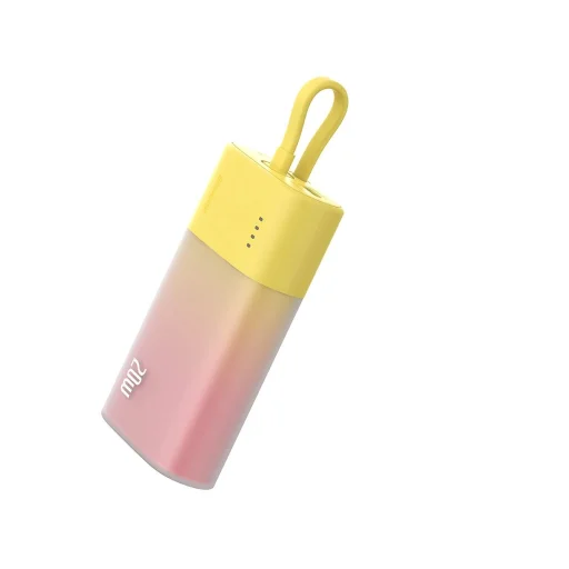 Baseus Popsicle 5200mAh 20W Powerbank beépített Lightning kábellel (+ Fehér Baseus Simple USB-C - USB-C 60W/20V/3A/30cm kábel) - Sárga-Rózsaszín - 3