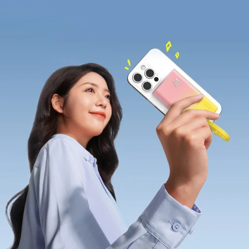 Baseus Popsicle 5200mAh 20W Powerbank beépített Lightning kábellel (+ Fehér Baseus Simple USB-C - USB-C 60W/20V/3A/30cm kábel) - Sárga-Rózsaszín - 8