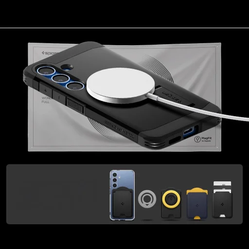  Samsung Galaxy S25+ fekete Spigen Tough Armor MagSafe tok - 20