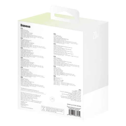 Baseus Popsicle 5200mAh 20W Powerbank beépített Lightning kábellel (+ Fehér Baseus Simple USB-C - USB-C 60W/20V/3A/30cm kábel) - Fehér-Zöld - 13