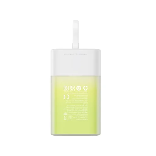 Baseus Popsicle 5200mAh 20W Powerbank beépített Lightning kábellel (+ Fehér Baseus Simple USB-C - USB-C 60W/20V/3A/30cm kábel) - Fehér-Zöld - 4