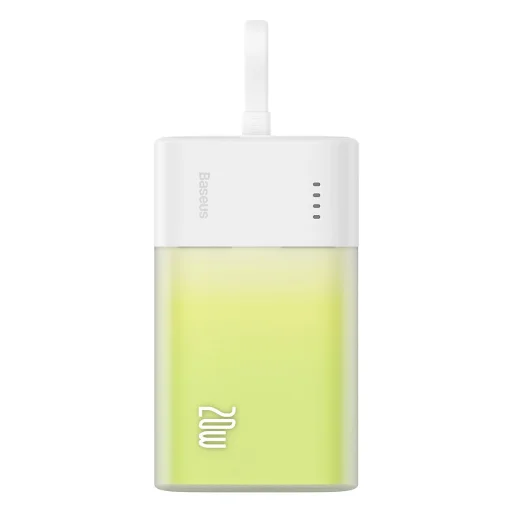Baseus Popsicle 5200mAh 20W Powerbank beépített Lightning kábellel (+ Fehér Baseus Simple USB-C - USB-C 60W/20V/3A/30cm kábel) - Fehér-Zöld - 1
