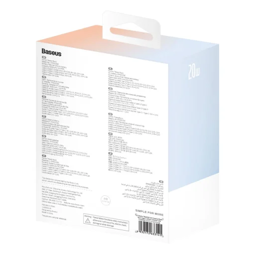  Baseus Popsicle 5200mAh 20W Hordozható Akkumulátor Beépített Lightning Kábellel (+ Fehér Baseus Egyszerű USB-C - USB-C 60W/20V/3A/30cm Kábel) - Kék-Narancssárga - 12