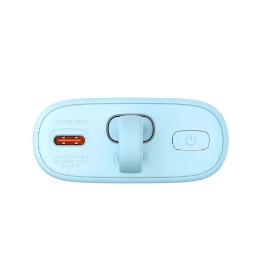  Baseus Popsicle 5200mAh 20W Hordozható Akkumulátor Beépített Lightning Kábellel (+ Fehér Baseus Egyszerű USB-C - USB-C 60W/20V/3A/30cm Kábel) - Kék-Narancssárga - 5