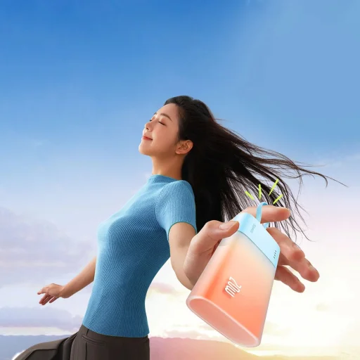  Baseus Popsicle 5200mAh 20W Hordozható Akkumulátor Beépített Lightning Kábellel (+ Fehér Baseus Egyszerű USB-C - USB-C 60W/20V/3A/30cm Kábel) - Kék-Narancssárga - 9