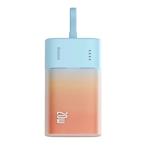 Baseus Popsicle 5200mAh 20W Hordozható Akkumulátor Beépített Lightning Kábellel (+ Fehér Baseus Egyszerű USB-C - USB-C 60W/20V/3A/30cm Kábel) - Kék-Narancssárga - 1