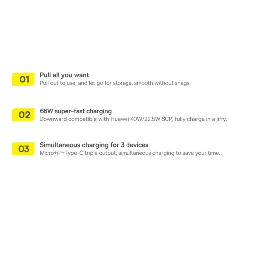 Baseus Bright Mirror 2 visszahúzható 3 az 1-ben kábel USB Type A - micro USB + Lightning + USB Type C 66W 1.1m lila (CAMJ010105) - 23