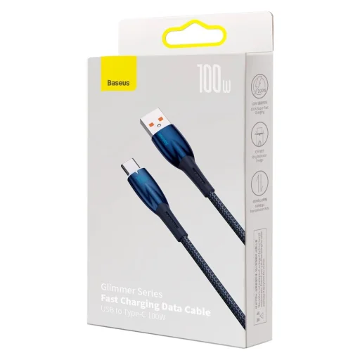 Baseus Glimmer Sorozatú gyorstöltő kábel USB-A - USB-C 100W 480Mbps 1m kék - 5