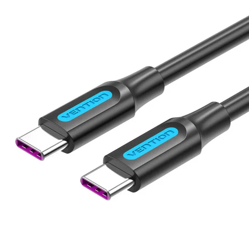 USB-C 2.0 kábel Vention COTBG 5A, PD 100W, 1,5m Fekete PVC - 1