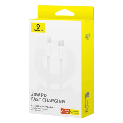Baseus Superior Széria ll USB-C - USB-C 30W 480Mb/s 2m kábel - fehér - 5