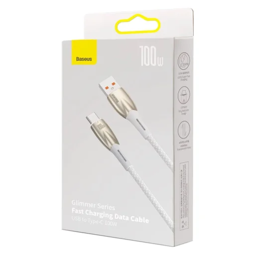 Baseus Glimmer sorozatú gyorstöltő kábel USB-A - USB-C 100W 480Mbps 1m fehér - 5