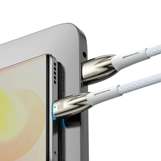 Baseus Glimmer sorozatú gyorstöltő kábel USB-A - USB-C 100W 480Mbps 1m fehér - 9