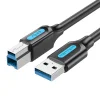 USB 3.0 A - B nyomtatókábel Vention COOBI 2A 3m Fekete PVC