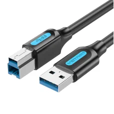 USB 3.0 A - B nyomtatókábel Vention COOBI 2A 3m Fekete PVC