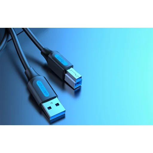 USB 3.0 A - B nyomtatókábel Vention COOBI 2A 3m Fekete PVC - 2