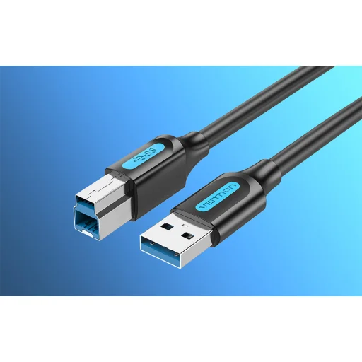 USB 3.0 A - B nyomtatókábel Vention COOBI 2A 3m Fekete PVC - 3