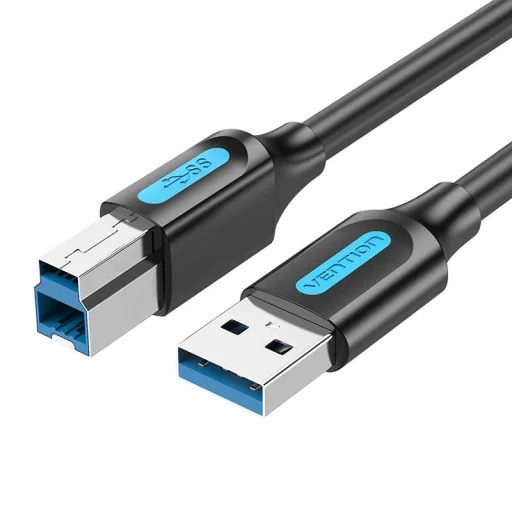USB 3.0 A - B nyomtatókábel Vention COOBI 2A 3m Fekete PVC - 1