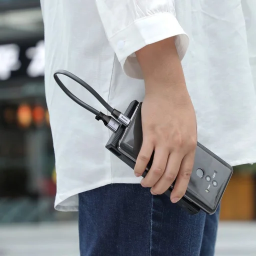 Baseus Simple lapos Type-C USB kábel SuperCharge 5A 40W Gyors Töltés 3.0 QC 3.0 23cm szürke (CATMBJ-BG1) - 7