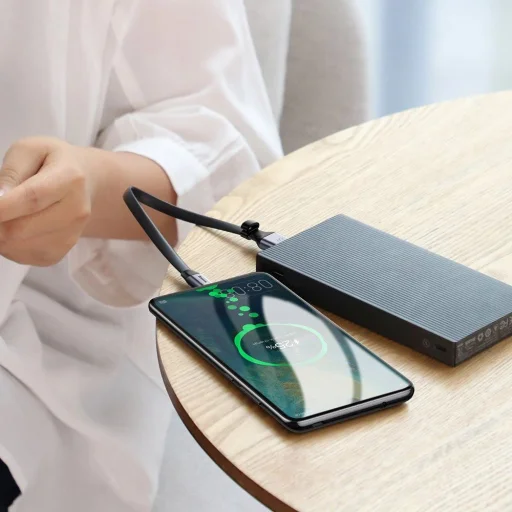 Baseus Simple lapos Type-C USB kábel SuperCharge 5A 40W Gyors Töltés 3.0 QC 3.0 23cm szürke (CATMBJ-BG1) - 8