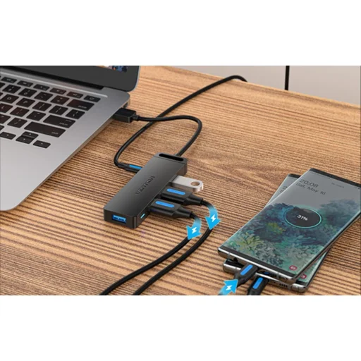 USB 3.0 4-Port Hub tápegységgel Vention CHLBB 0.15 m, Fekete - 2