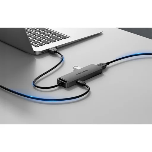 USB 3.0 4-Port Hub tápegységgel Vention CHLBB 0.15 m, Fekete - 4