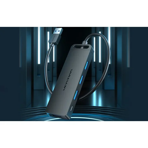 USB 3.0 4-Port Hub tápegységgel Vention CHLBB 0.15 m, Fekete - 5