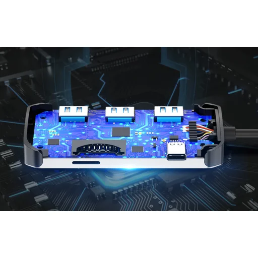 USB-C - USB-C Dokkoló Állomás, 3x USB3.0, PD 0,15m Vention TNDHB, szürke - 6