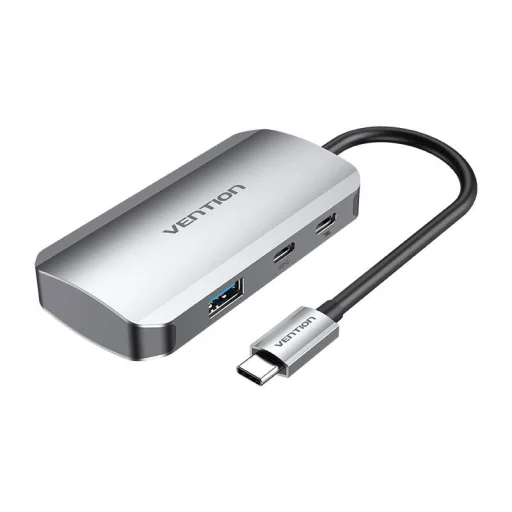 USB-C - USB-C Dokkoló Állomás, 3x USB3.0, PD 0,15m Vention TNDHB, szürke - 1