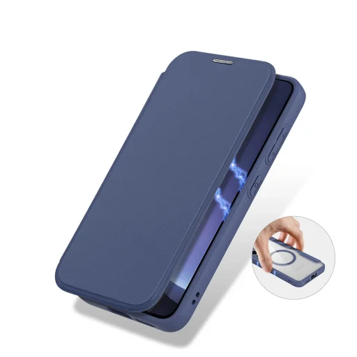 Dux Ducis Skin X Pro tok Samsung Galaxy S25-hez MagSafe-fel és pénztárcával - kék - 5