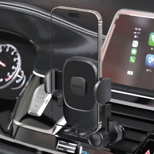 Dudao F2N autós telefontartó légbefúvóra, bilincses - fekete - 4