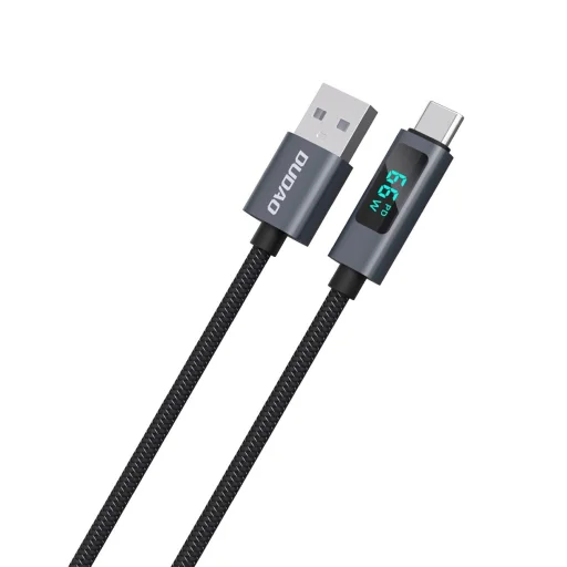 Dudao L7T USB-A - USB-C 66W kábel LED kijelzővel 1m - Fekete - 2