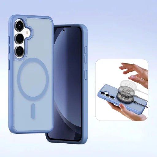 Dux Ducis Lawa Bőr Tok Samsung Galaxy S25+ Kivehető Mágneses Pénztárcával - Kék - 2