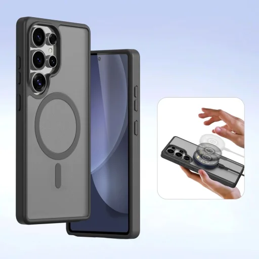 Dux Ducis Lawa Bőrtok Samsung Galaxy S25 Ultra készülékhez levehető mágneses tárcával - Fekete tok - 8