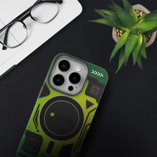 FORCELL F-PROTECT Levels Dual Layer 4D technológiával, katonai ejtési teszttel kompatibilis, MagSafe támogatással SAMSUNG S25 PLUS számára cybert zöld tok - 2