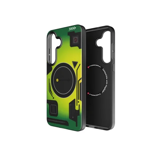 FORCELL F-PROTECT Levels Dual Layer 4D technológiával, katonai ejtési teszttel kompatibilis, MagSafe támogatással SAMSUNG S25 PLUS számára cybert zöld tok - 1