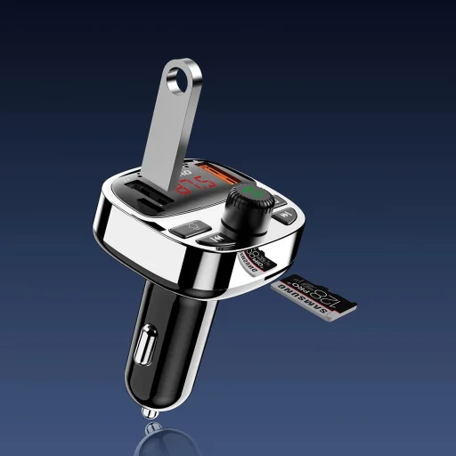 Dudao R2PRO+ Transzmitter PD25W Bluetooth 5.3 RGB Töltőportokkal - Fekete és Ezüst PD 25W, QC3.0 18W - 5