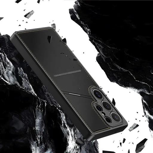 Dux Ducis Rafi II tok Samsung Galaxy S25 Ultra-hoz állvánnyal és pénztárcával - Fekete - 14