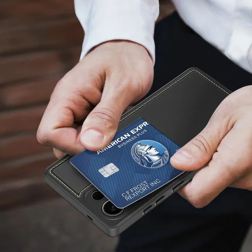 Dux Ducis Rafi II tok Samsung Galaxy S25 Ultra-hoz állvánnyal és pénztárcával - Fekete - 3