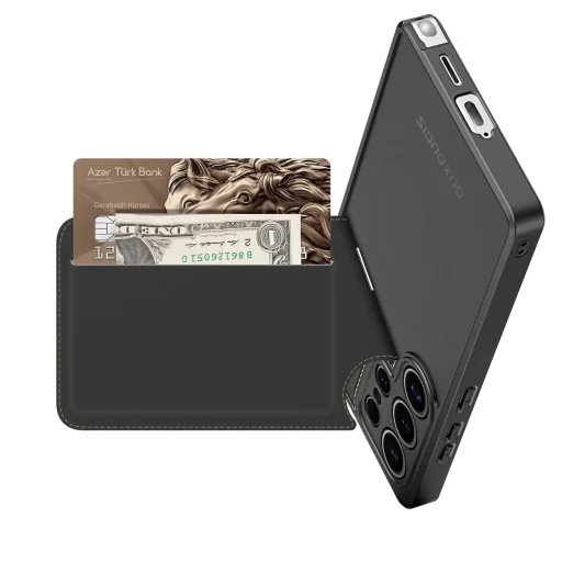 Dux Ducis Rafi II tok Samsung Galaxy S25 Ultra-hoz állvánnyal és pénztárcával - Fekete - 4