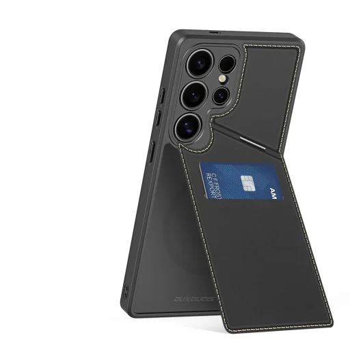 Dux Ducis Rafi II tok Samsung Galaxy S25 Ultra-hoz állvánnyal és pénztárcával - Fekete - 5