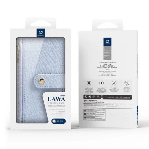 Dux Ducis Lawa bőrtok levehető mágneses pénztárcával Samsung Galaxy S25-höz - Kék tok - 13