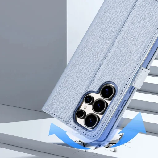 Dux Ducis Lawa bőrtok Samsung Galaxy S25 Ultra készülékhez levehető mágneses pénztárcával - Kék tok - 4