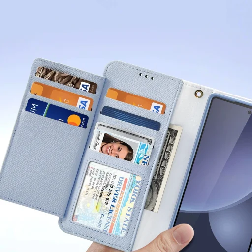 Dux Ducis Lawa bőrtok Samsung Galaxy S25 Ultra készülékhez levehető mágneses pénztárcával - Kék tok - 7