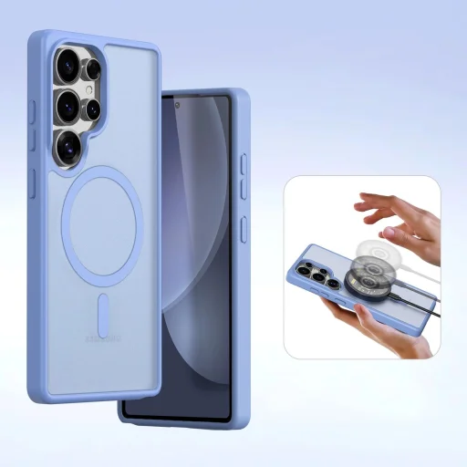 Dux Ducis Lawa bőrtok Samsung Galaxy S25 Ultra készülékhez levehető mágneses pénztárcával - Kék tok - 8