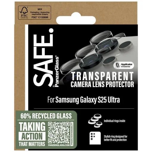 SAFE by PanzerGlass objektívlencse-védő Samsung Galaxy S25 Ultra készülékhez, átlátszó edzett üveg üvegfólia - 4