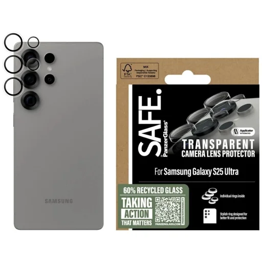 SAFE by PanzerGlass objektívlencse-védő Samsung Galaxy S25 Ultra készülékhez, átlátszó edzett üveg üvegfólia - 1